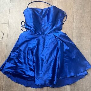 Windsor Blue Strappy Skater Mini Formal Dress